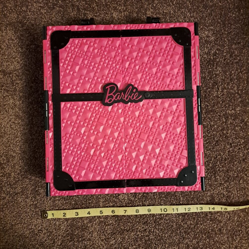 Vintage 2011 Mattel Barbie Wardrobe Carrying Closet Case Pink and Black - Picture 7 of 7